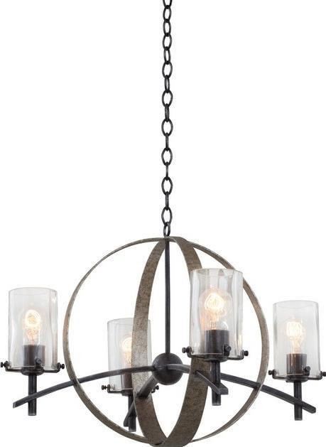 Kalco Irvine 4-Light Bowl Chandelier Iron Industrial Style (1 of 1)