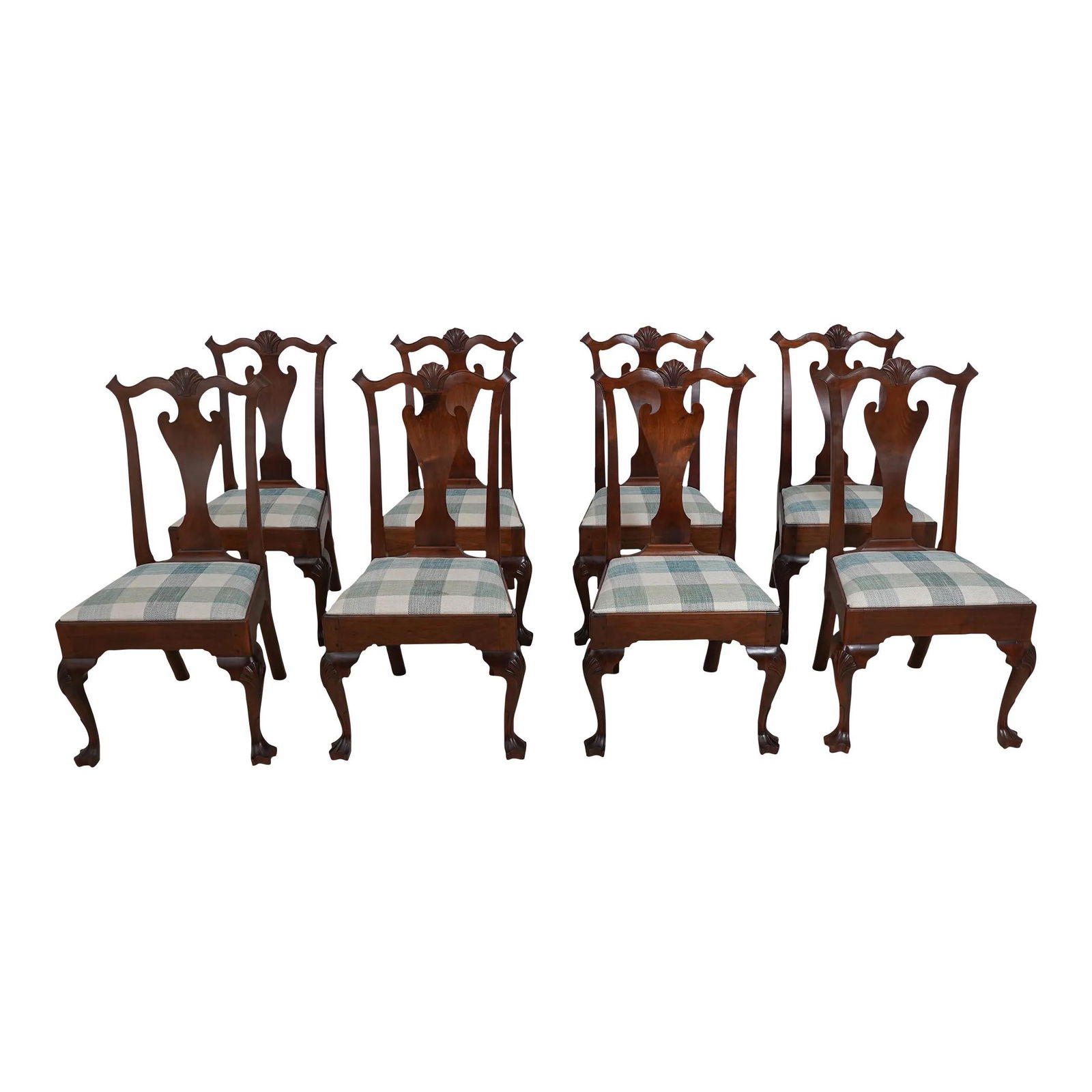 Set of 8 Howard Szmolko Walnut Chippendale Dining Chairs: Set of 8 Howard Szmolko Walnut Chippendale Dining Chairs This exquisite set of 8 walnut Chippendale dining room chairs, crafted by Howard Szmolko, showcases high-quality bench-made construction. Each