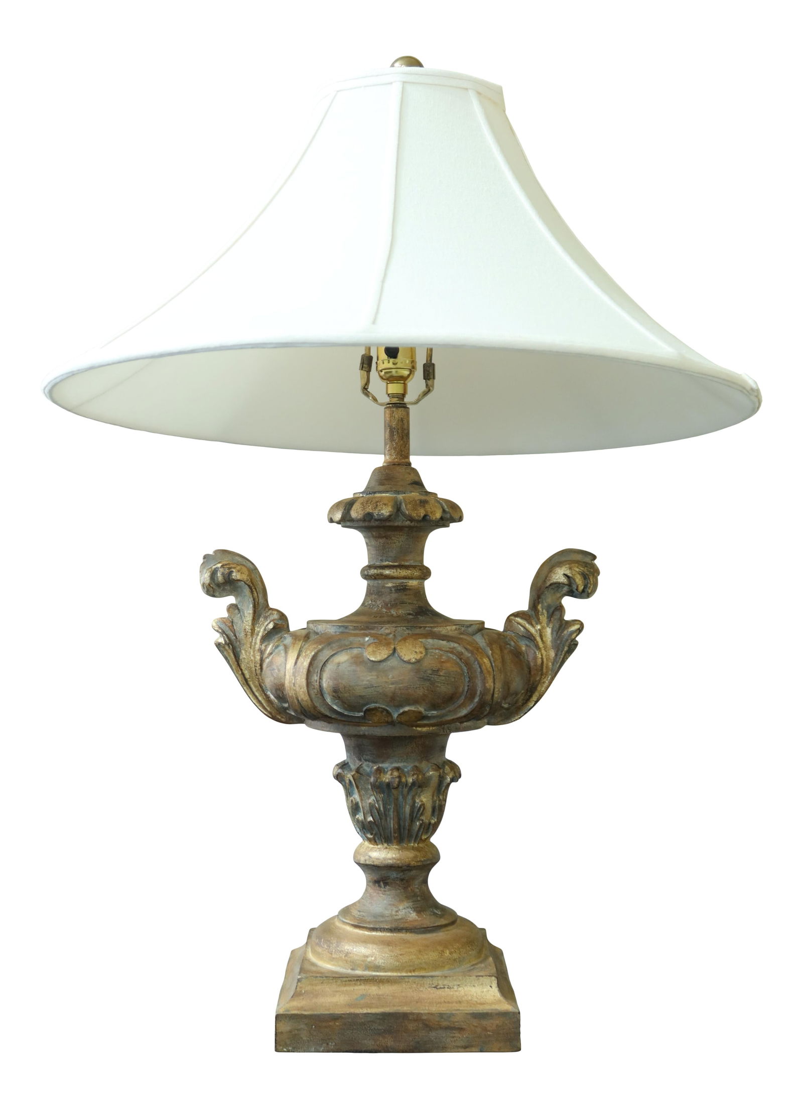 Ornate Antique Gold Finish Urn-Shaped Table Lamp with Linen Shade (1 of 6)