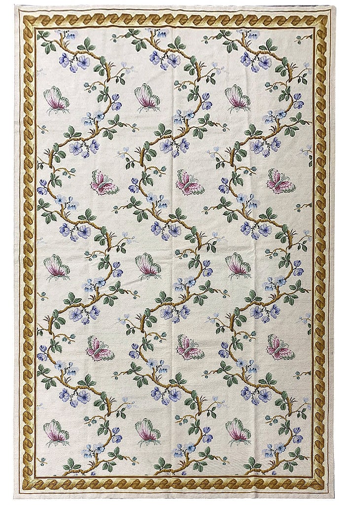 6.0 x 9.0 Modern French Needle Point Rug: 6.0 x 9.0 Modern French Needle Point Rug Free continental US Shipping Discover the elegance of this 6.0 x 9.0 Needle Point Modern French rug, designed to enhance any space with its sophisticated style