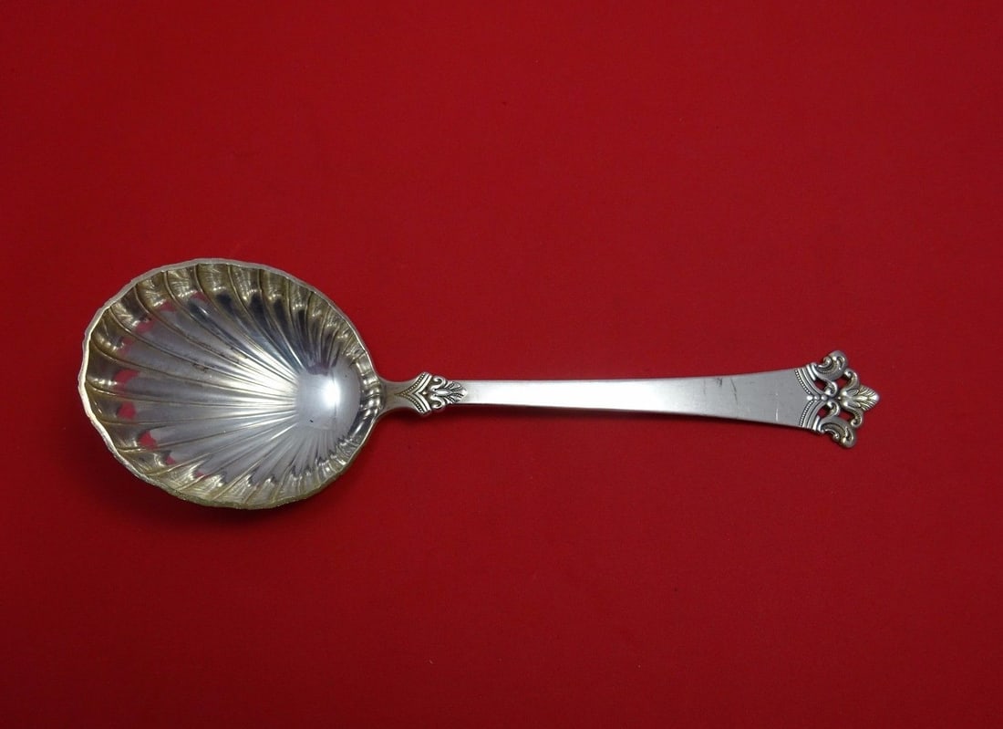 Th. Olsens Anitra .830 Silver Berry Spoon 8 3/8 Inch (1 of 1)
