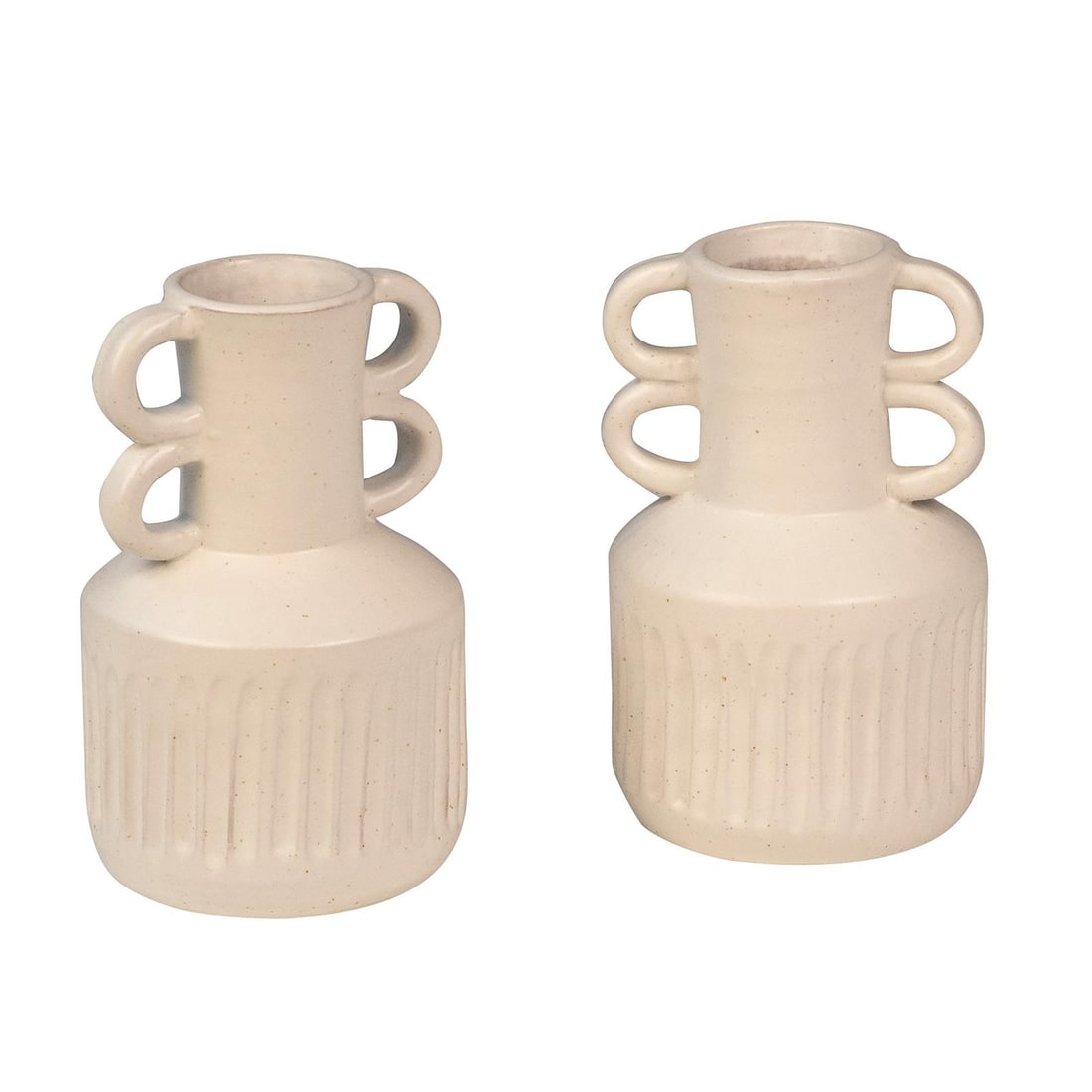 Atticus Off-White Ceramic Vases Set of 2 Asian Modern Style (1 of 1)