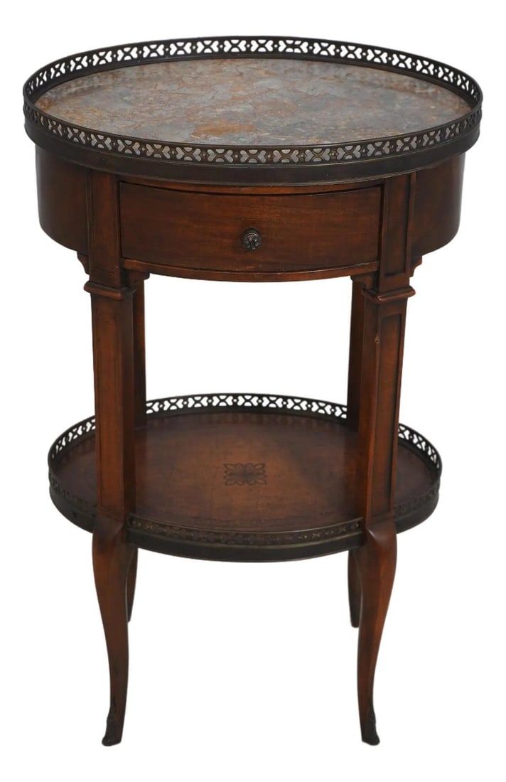 French Style Marble Top Side Table with Brass Ormolu by Theodore Alexander (1 of 10)