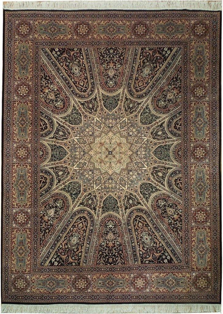 8.9 x 11.10 Black Handmade Fine Wool Silk Rug Tabriz (1 of 6)