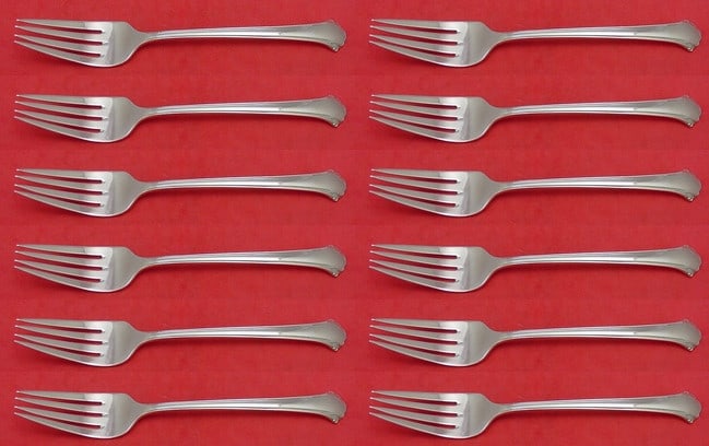 Towle Chippendale Sterling Silver Salad Fork Set 12 Pieces: Towle Chippendale Sterling Silver Salad Fork Set 12 Pieces Elevate your dining experience with this elegant 12-piece salad fork set from the renowned Chippendale pattern by Towle. Crafted from high-qu