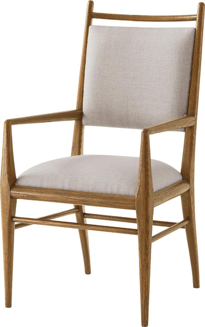 Theodore Alexander Nova Dining Arm Chair Solid Wood Elegance: Theodore Alexander Nova Dining Arm Chair Solid Wood Elegance Elevate your dining experience with the Timeless Nova Dining Arm Chair, a stunning addition to any dining space. Crafted from solid wood, t