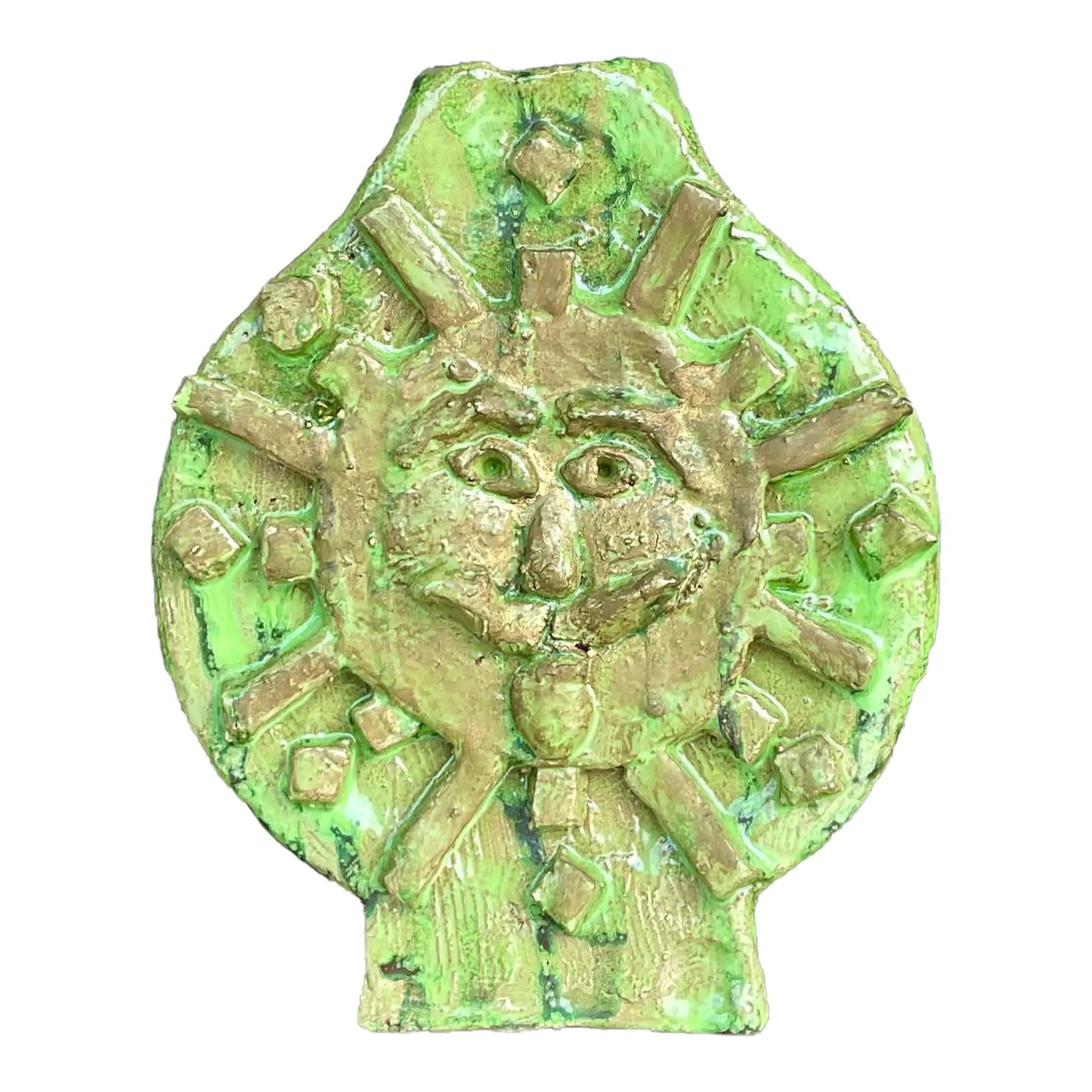 Vintage Boho Studio Pottery Face Vase with French Inscription (1 of 10)