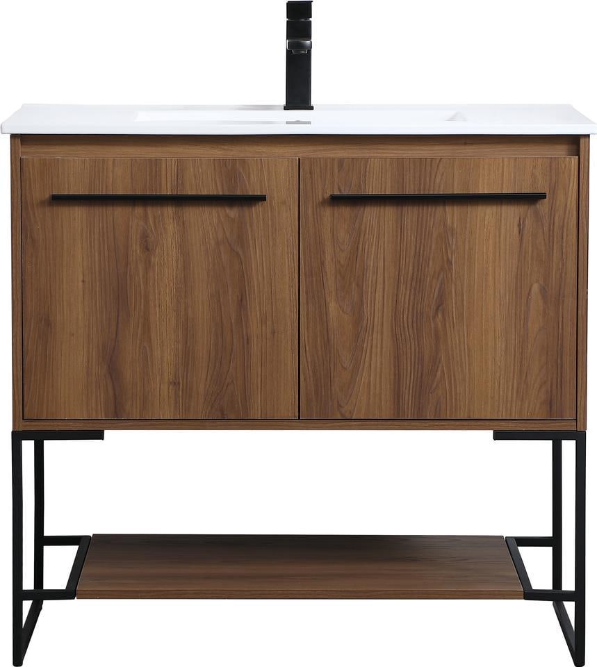 Elegant Lighting Transitional Walnut Vanity 33.46H 36W 18.31D: Elegant Lighting Transitional Walnut Vanity 33.46H 36W 18.31D Enhance your bathroom with this elegant Timeless Walnut Vanity, designed to bring a touch of sophistication to any space. This transitiona