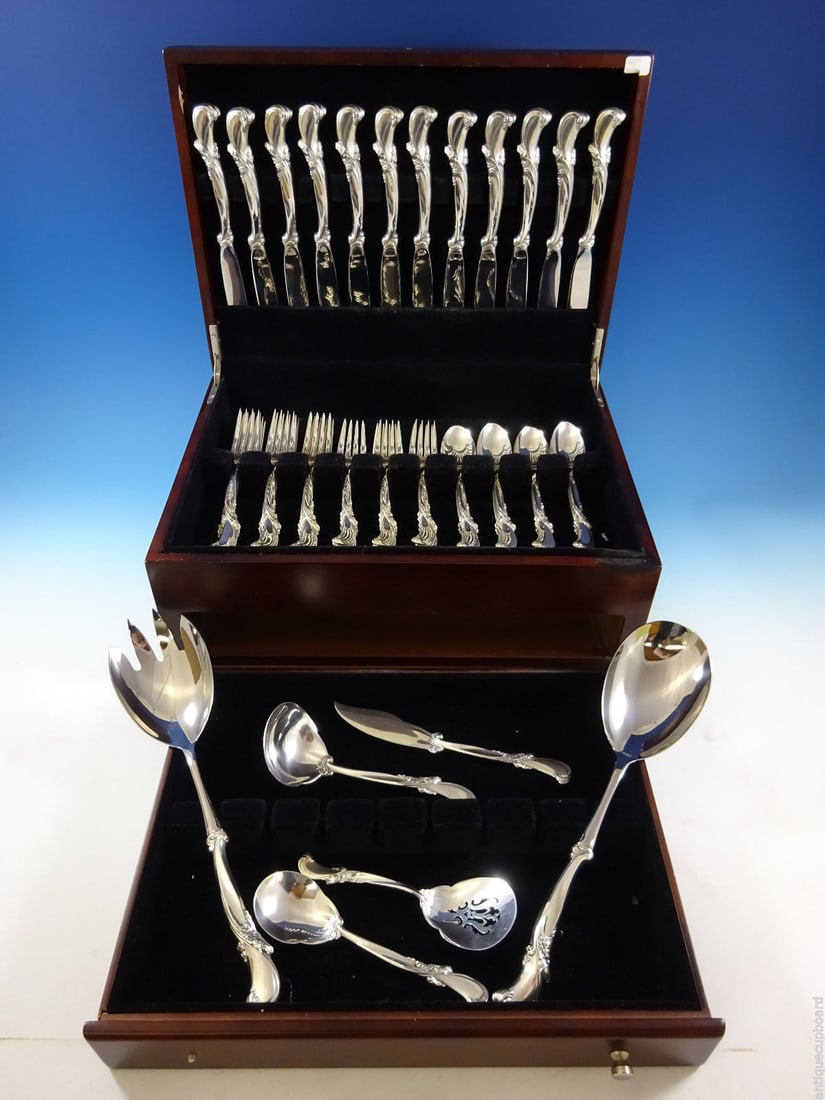 Wallace Waltz of Spring Sterling Silver Flatware Set 54 Pieces for 12 (1 of 8)