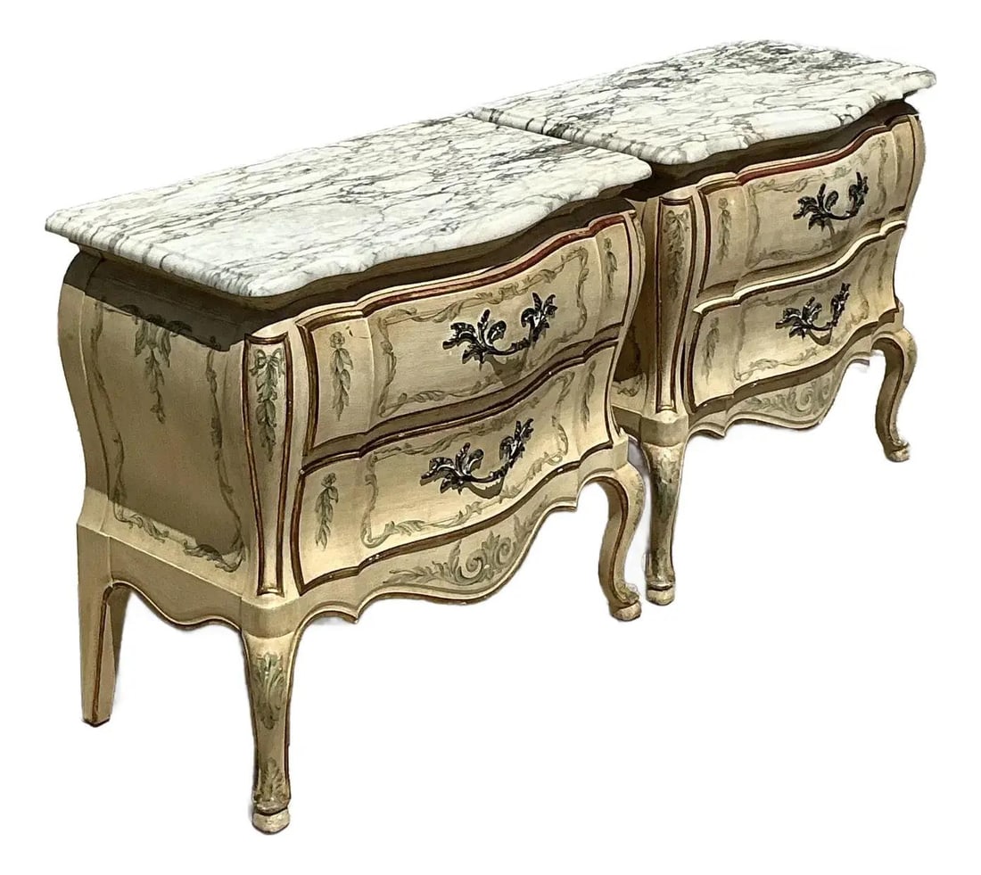 Pair of Vintage Regency Widdicomb Nightstands with Marble Tops (1 of 10)