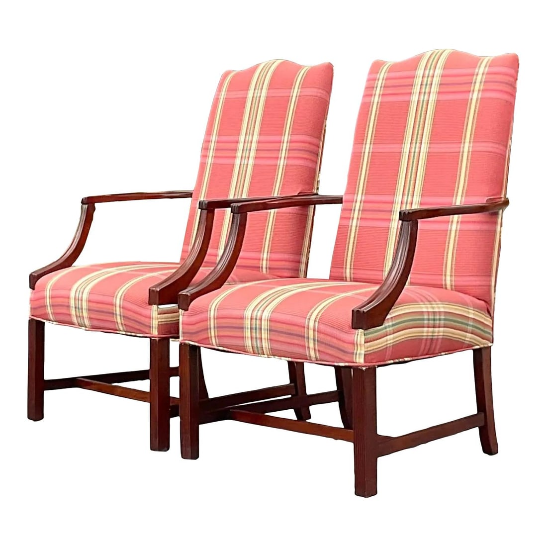 Pair of Ruby Red Vintage Federal Lolling Armchairs (1 of 8)