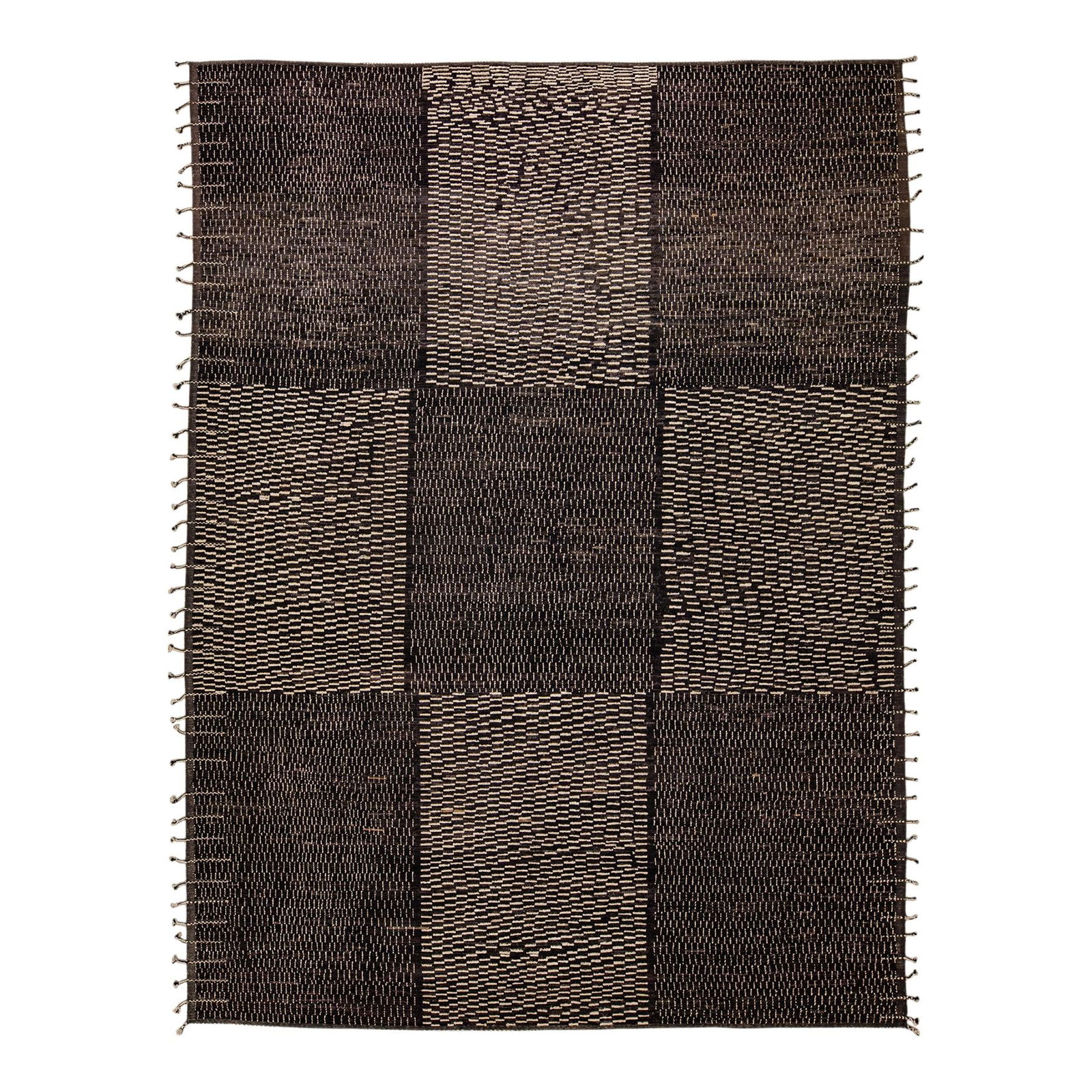Oversized Black Moroccan Handmade Wool Rug with Check Motif 14'4 x 19'4 (1 of 10)