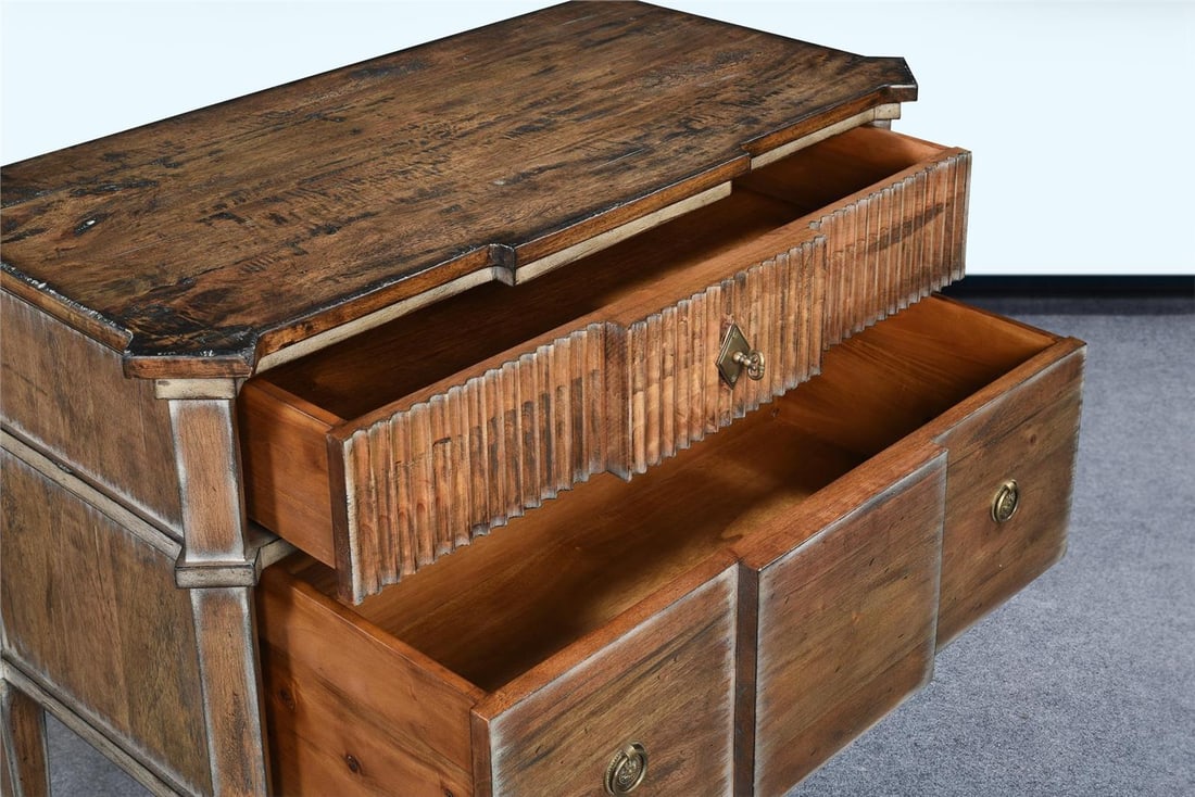 St. Denis Nightstand Rustic Pecan Swedish Moss Accents 29.5H 36W 18D (1 of 4)