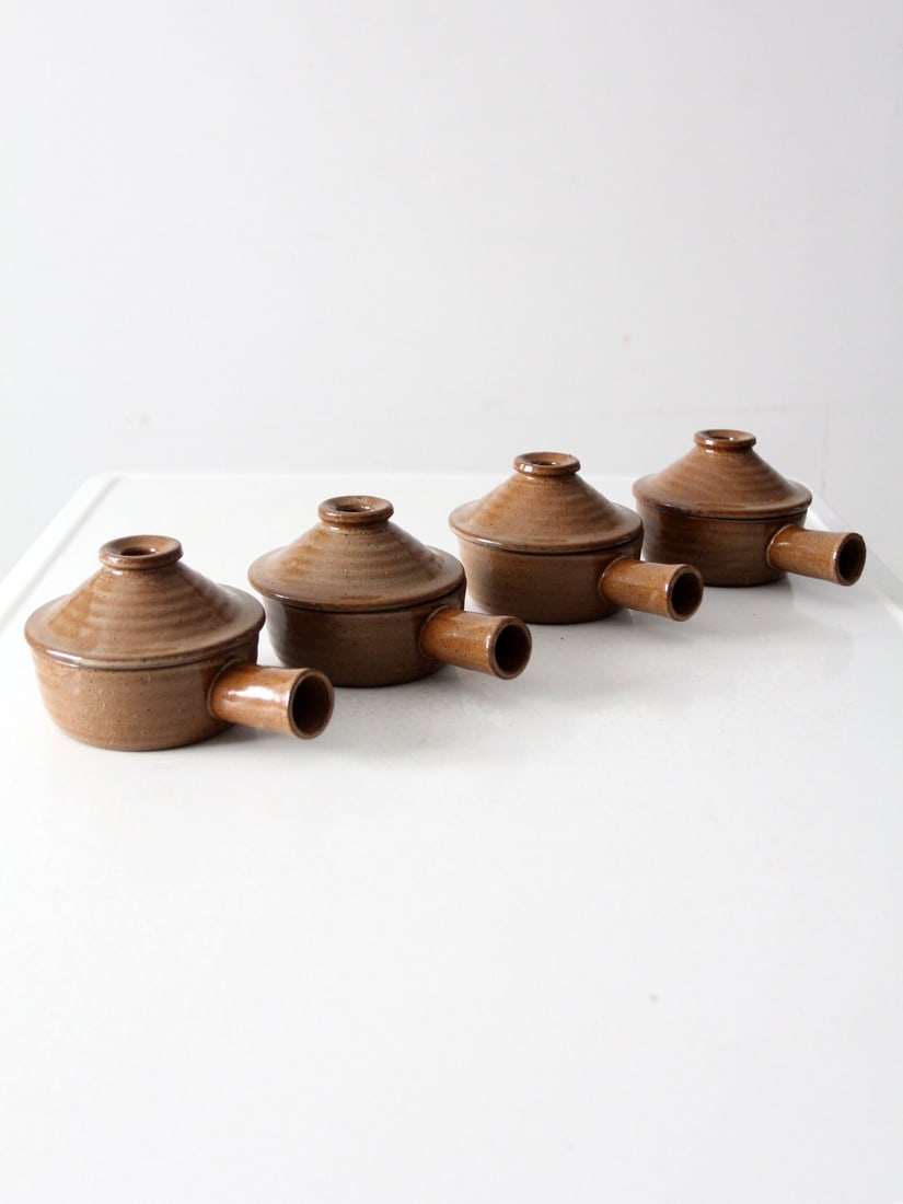 Set of 4 Vintage Ceramic Crock Bowls with Vented Lids (1 of 17)