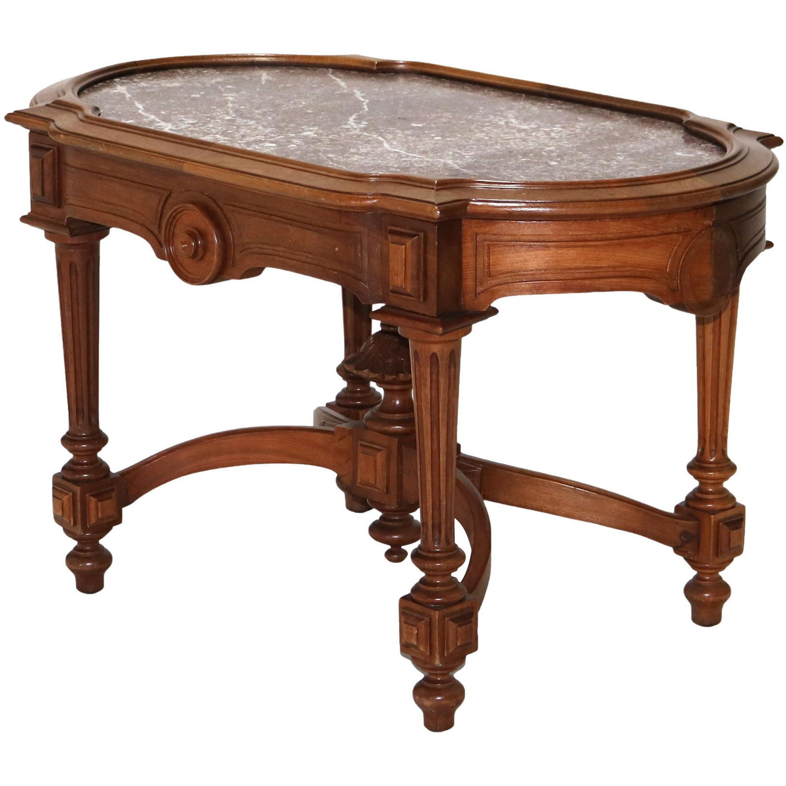 Antique Renaissance Revival Walnut Marble Parlor Table C1870 (1 of 12)