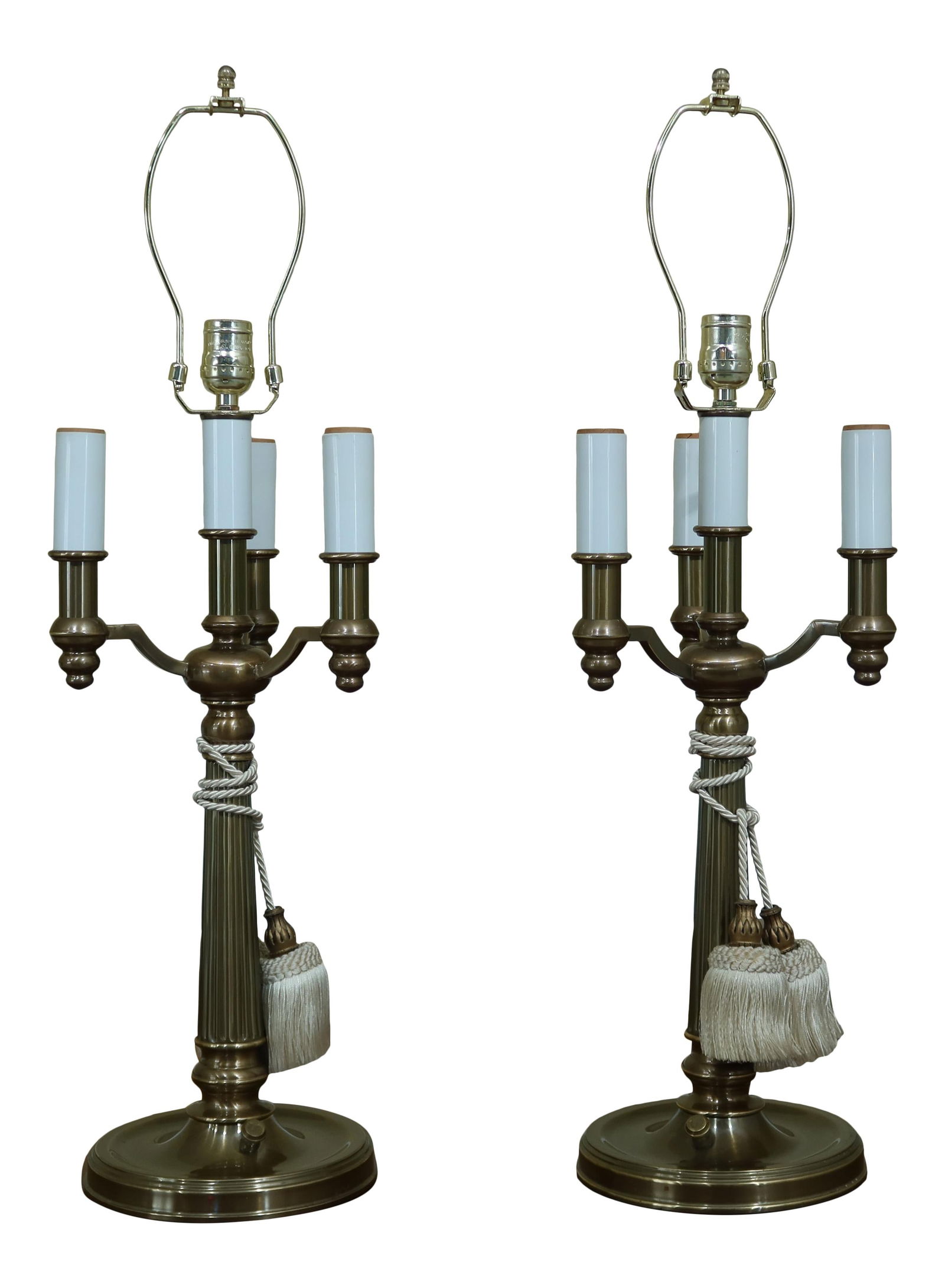 Elegant Stiffel Brass Regency Table Lamps Pair with Candelabra Design (1 of 9)