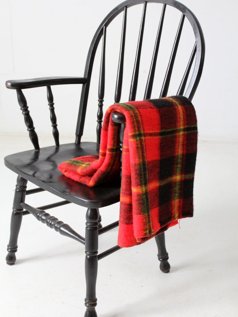 Vintage Woolen Plaid Throw Blanket Red Black Yellow 70.5x46: Vintage Woolen Plaid Throw Blanket Red Black Yellow 70.5x46 Wrap yourself in warmth and style with this vintage plaid woolen throw blanket. Featuring a classic red, black, and yellow plaid pattern, th