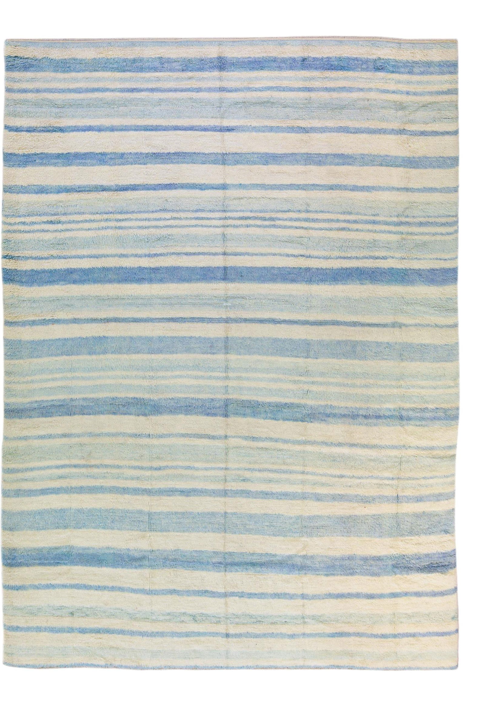 Modern Moroccan Handmade Wool Rug Ivory Blue Geometric 9' x 12'6: Modern Moroccan Handmade Wool Rug Ivory Blue Geometric 9' x 12'6 Enhance your living space with this stunning Modern Moroccan Style Handmade Wool Rug. Featuring a captivating ivory and blue color pale