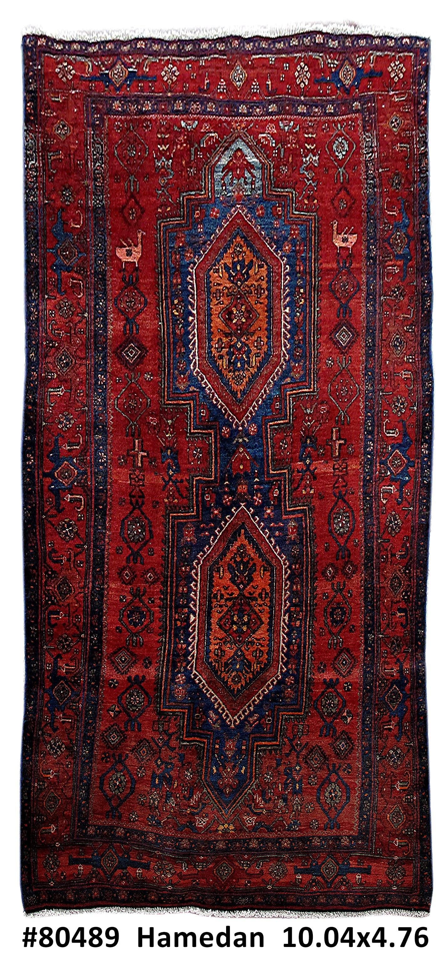 Handcrafted Blue Persian Hamadan Rug 4'9 x 10'1 Wool (1 of 6)