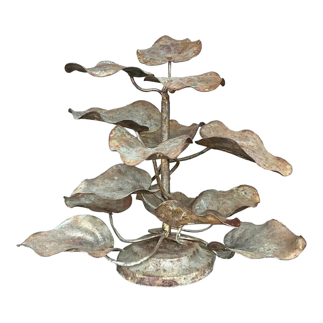 Vintage Boho Patinated Metal Leaf Tree Sculpture (1 of 10)