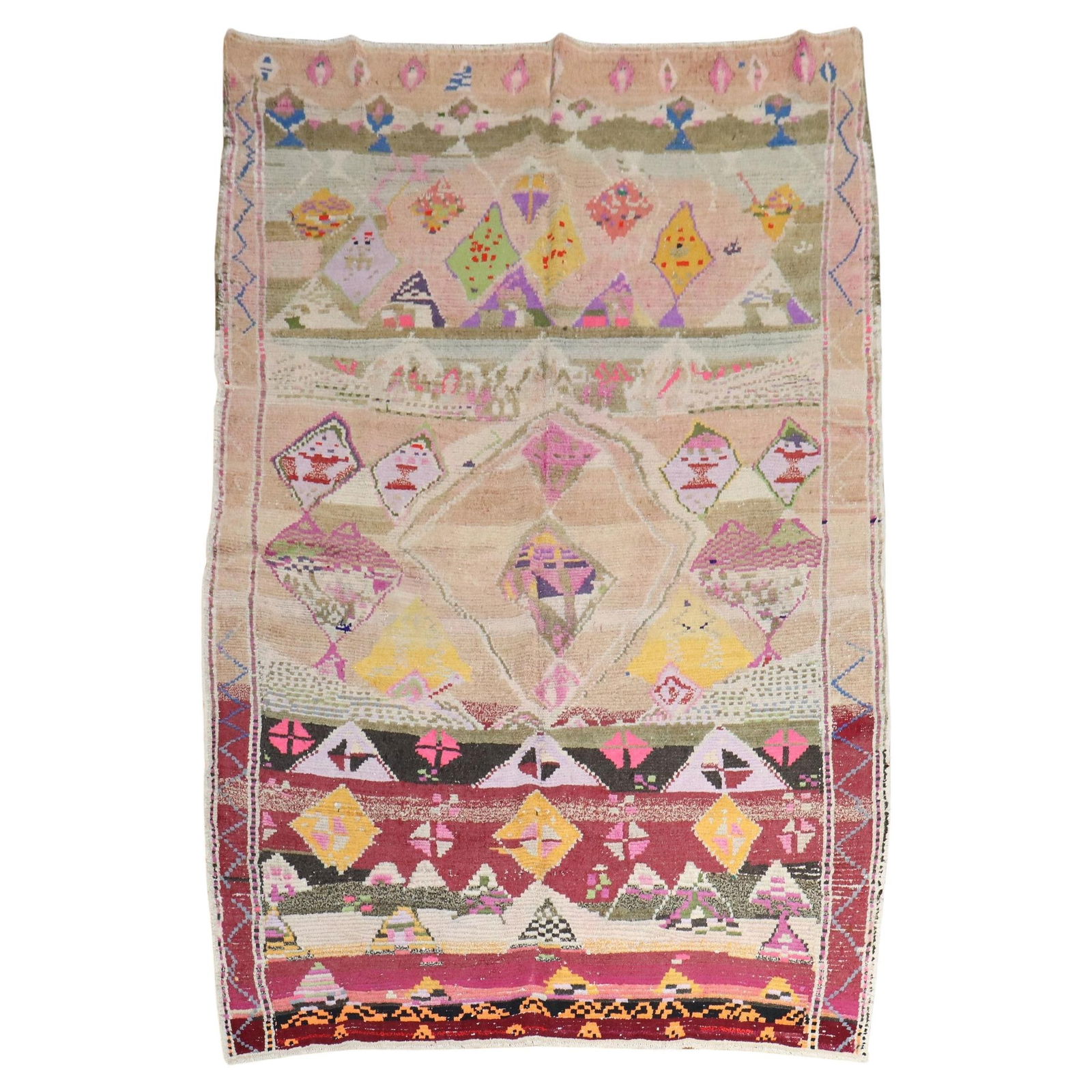 Mid-20th Century Funky Vintage Turkish Hand-Knotted Wool Rug 65x86 (1 of 9)