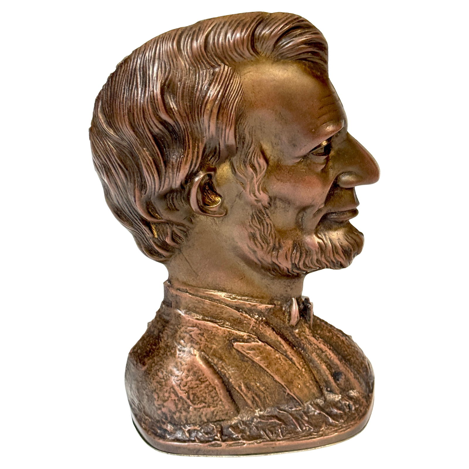 Bronze Abraham Lincoln Bust Bookend or Doorstop in the Style of Victor David Brenner: Bronze Abraham Lincoln Bust Bookend or Doorstop in the Style of Victor David Brenner This finely cast bronze bookend or doorstop features a detailed profile bust of Abraham Lincoln, inspired by the st