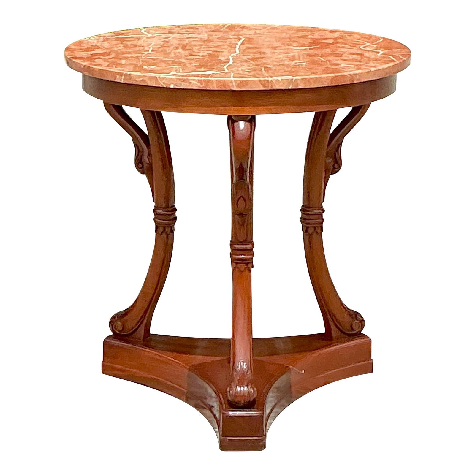 Vintage Regency Directoire Swan Side Table Wood Stone Sienna (1 of 7)