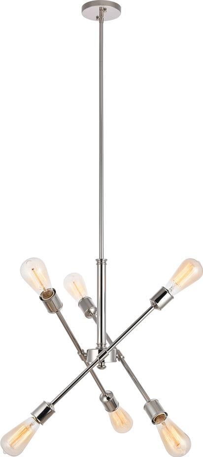 Elegant Lighting Axel 6-Light Pendant Polished Nickel: Elegant Lighting Axel 6-Light Pendant Polished Nickel Illuminate your space with the Axel 6-Light Pendant, a perfect blend of modern elegance and transitional style. This stunning pendant light featur