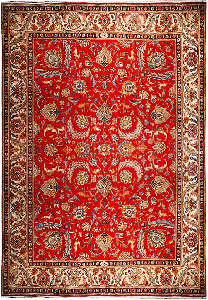 Vintage 9.10 x 12.10 Red Persian Tabriz Rug Handmade Wool: Vintage 9.10 x 12.10 Red Persian Tabriz Rug Handmade Wool Free continental US Shipping Enhance your home with the timeless elegance of this Vintage Persian Tabriz Rug, measuring 9.10 x 12.10 feet (118