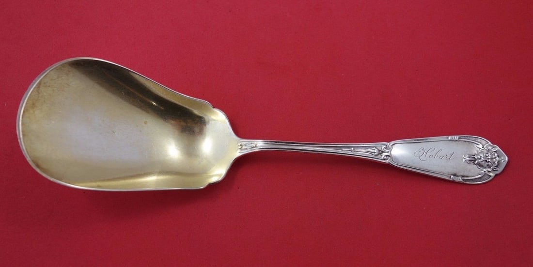 Vanderslice Gargoyle Sterling Silver Fruit Scoop 9 Gold Washed Rare: Vanderslice Gargoyle Sterling Silver Fruit Scoop 9 Gold Washed Rare This stunning Gargoyle fruit scoop, crafted by Vanderslice, showcases exquisite artistry and quality. Made from sterling silver, thi