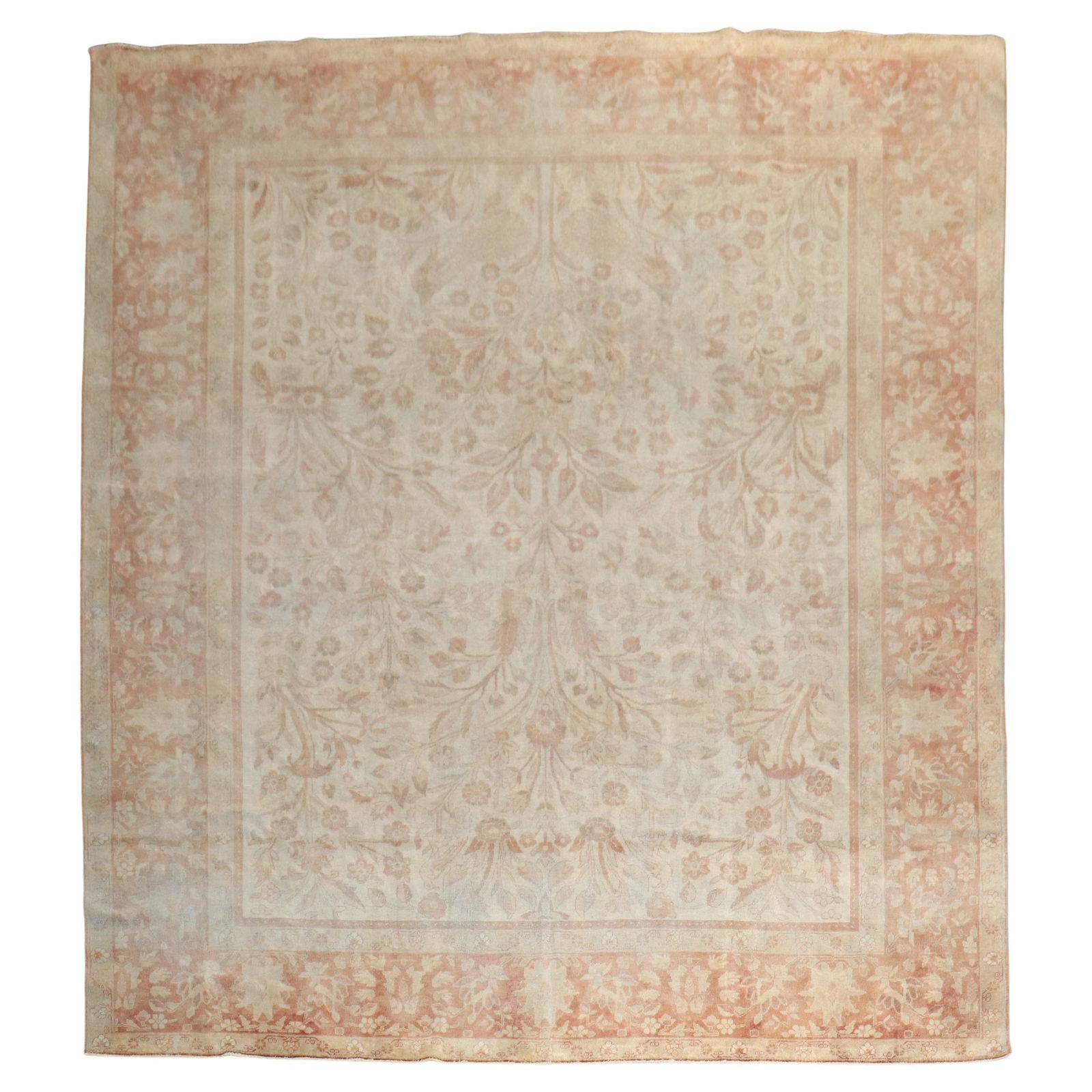 Early 20th Century Agra Indian Hand-Woven Wool Rug 9'7" x 11'4": Early 20th Century Agra Indian Hand-Woven Wool Rug 9'7" x 11'4" Discover the exquisite craftsmanship of this Zabihi Collection Room Size Indian Rug, a stunning addition to any space. This early 20th-c