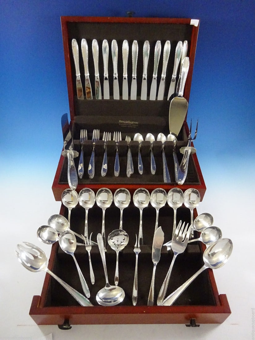 Alvin Southern Charm Sterling Silver Flatware Set 96 Pieces for 12: Alvin Southern Charm Sterling Silver Flatware Set 96 Pieces for 12 Introducing the exquisite Southern Charm Flatware Set by Alvin, crafted from high-quality sterling silver. This elegant 96-piece set