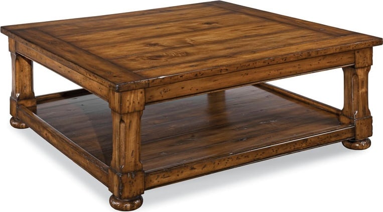 Woodbridge Tudor Revival Square Wooden Cocktail Table 19H 48W 48D: Woodbridge Tudor Revival Square Wooden Cocktail Table 19H 48W 48D This Tudor Revival Square Wooden Cocktail Table is a statement piece that combines classic style with functional design. Crafted from