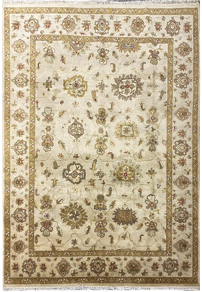 8 x 10 Handmade Natural Wool Oushak Rug with Intricate Patterns: 8 x 10 Handmade Natural Wool Oushak Rug with Intricate Patterns Free continental US Shipping Experience the timeless elegance of this 8' x 10' Natural Wool Handmade New Oushak Rug, crafted with artisa