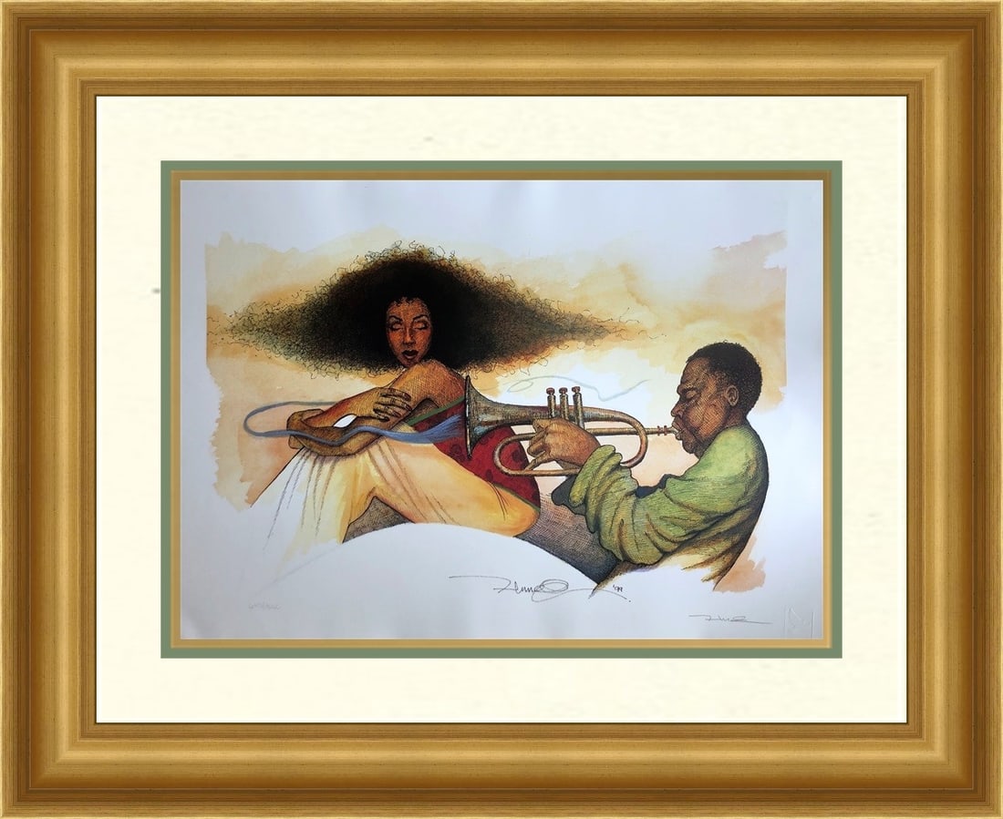 Albert Fennell Signed Limited Edition Print Rhapsody Framed Artwork: Albert Fennell Signed Limited Edition Print Rhapsody Framed Artwork This striking limited edition print titled 'Rhapsody' by African American artist Albert Fennell showcases a unique artistic vision.