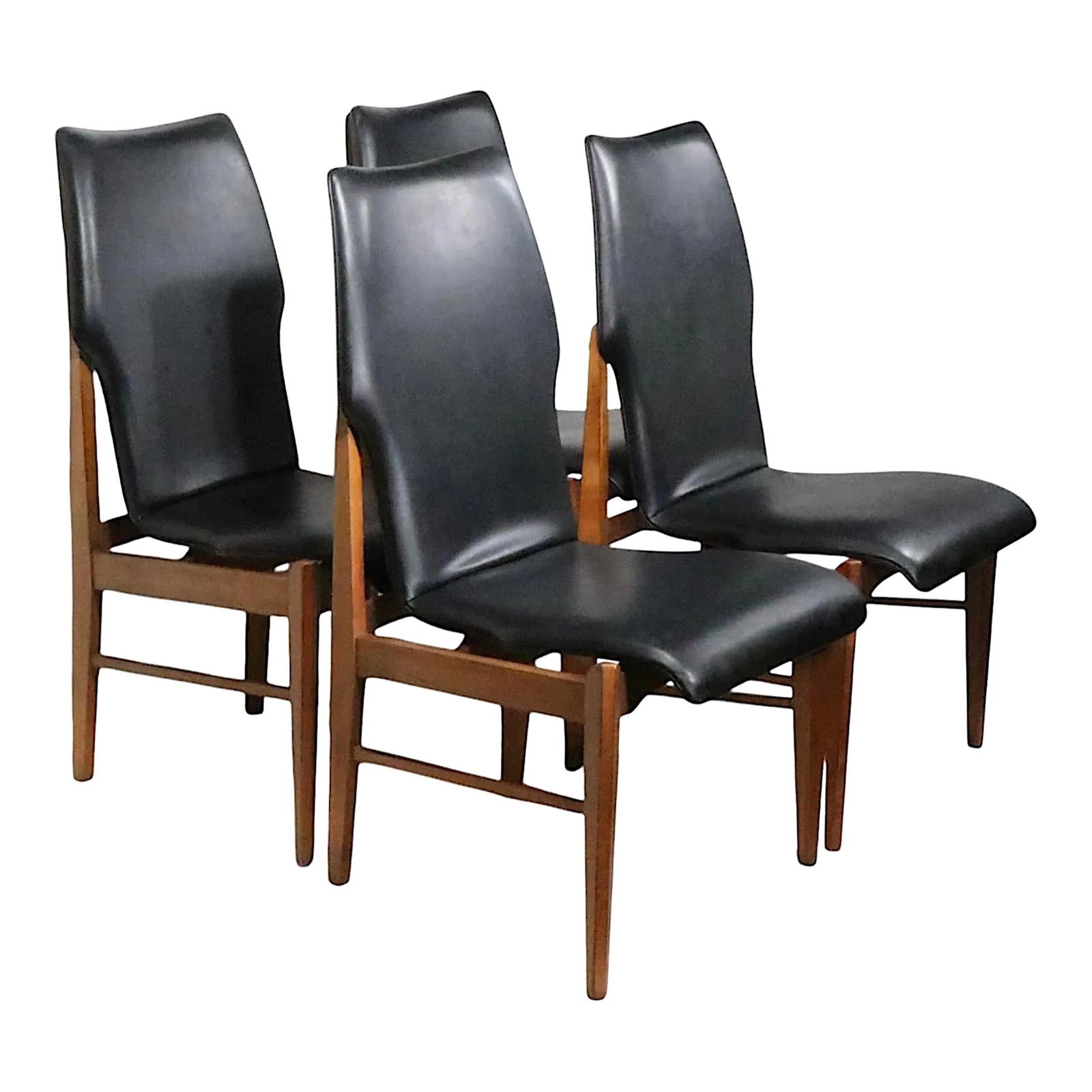 Rare Set of 4 Lane 1st Edition Mid Century Dining Chairs: Rare Set of 4 Lane 1st Edition Mid Century Dining Chairs This rare set of four mid-century dining chairs from Lane Furniture's sought-after 1st Edition series showcases a unique continuous scoop form
