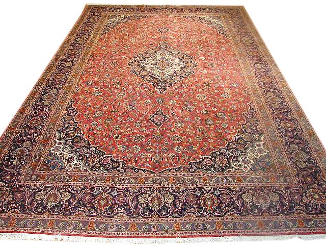 Majestic 12.8' x 21.8' Tiger Orange Persian Kashan Rug Handcrafted in Iran: Majestic 12.8' x 21.8' Tiger Orange Persian Kashan Rug Handcrafted in Iran Free continental US Shipping Transform your space with the exquisite 12.8 x 21.8 Tiger Orange Persian Kashan Classic Rug, a s