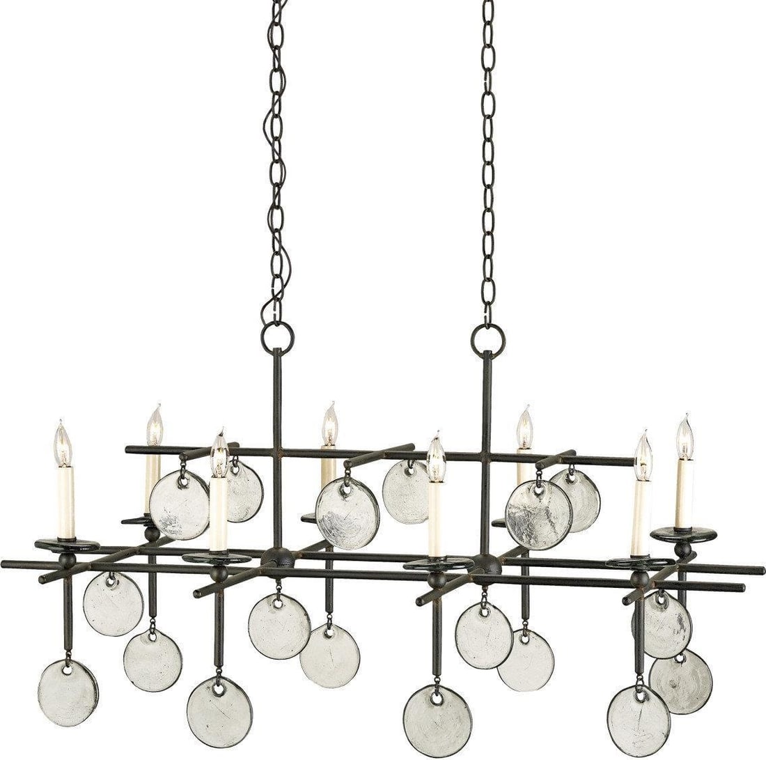 Currey Sethos Eco-Friendly Rectangular Chandelier Rustic Style Recycled Glass Wrought Iron (1 of 3)