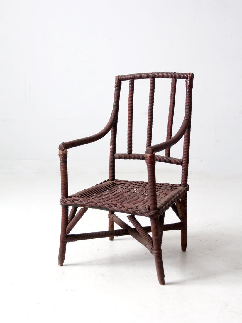 Turn of the Century American Wicker Child Chair with Bentwood Frame (1 of 12)