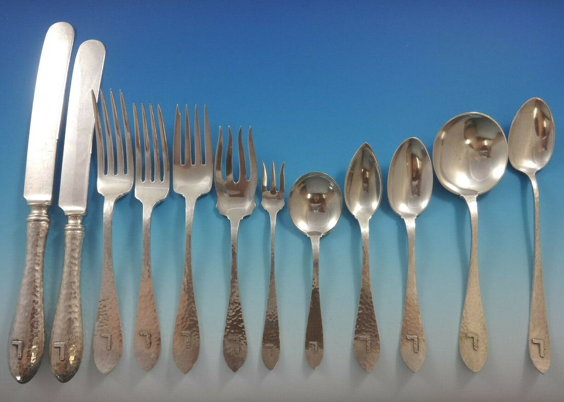 157-Piece International Sterling Silver Van Dyke Flatware Set with Monogram: 157-Piece International Sterling Silver Van Dyke Flatware Set with Monogram Presenting a magnificent 157-piece flatware set in the classic Van Dyke pattern by International Silver, dating from circa 1