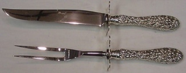 Stieff Rose Sterling Silver Carving Set 2pc Knife 9.5 Fork 8.5 (1 of 1)