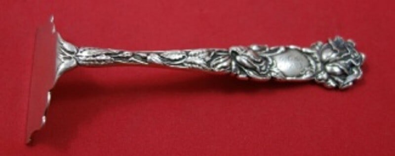 Alvin Bridal Rose Sterling Silver Baby Food Pusher 4 inch Monogrammed: Alvin Bridal Rose Sterling Silver Baby Food Pusher 4 inch Monogrammed This exquisite Bridal Rose Baby Food Pusher by Alvin is a fine example of sterling silver craftsmanship from the early 20th centur