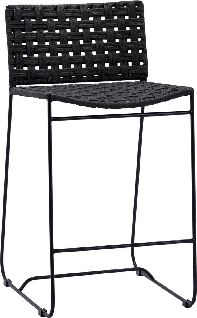 Forbes Outdoor Counter Stool in Flat Rope Iron: Forbes Outdoor Counter Stool in Flat Rope Iron Enhance your outdoor space with this stylish outdoor counter stool, designed to combine comfort and contemporary aesthetics. Perfect for dining or loungi