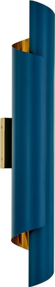 Kalco Piaga 24 Inch Brass and Blue Modern Wall Sconce Dimmable: Kalco Piaga 24 Inch Brass and Blue Modern Wall Sconce Dimmable Illuminate your space with the Piaga 24" Brass and Blue Modern Wall Light, a stunning blend of contemporary style and functional design.