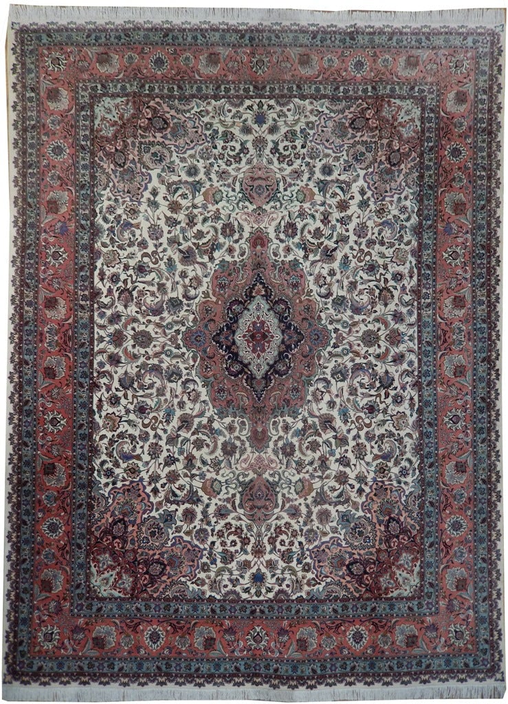 Authentic Persian Tabriz Rug 10 x 13 Handmade Wool Silk 400 KPSI: Authentic Persian Tabriz Rug 10 x 13 Handmade Wool Silk 400 KPSI Free continental US Shipping This exquisite 10 x 13 Persian Tabriz rug showcases high-quality craftsmanship, handmade in Iran from a bl