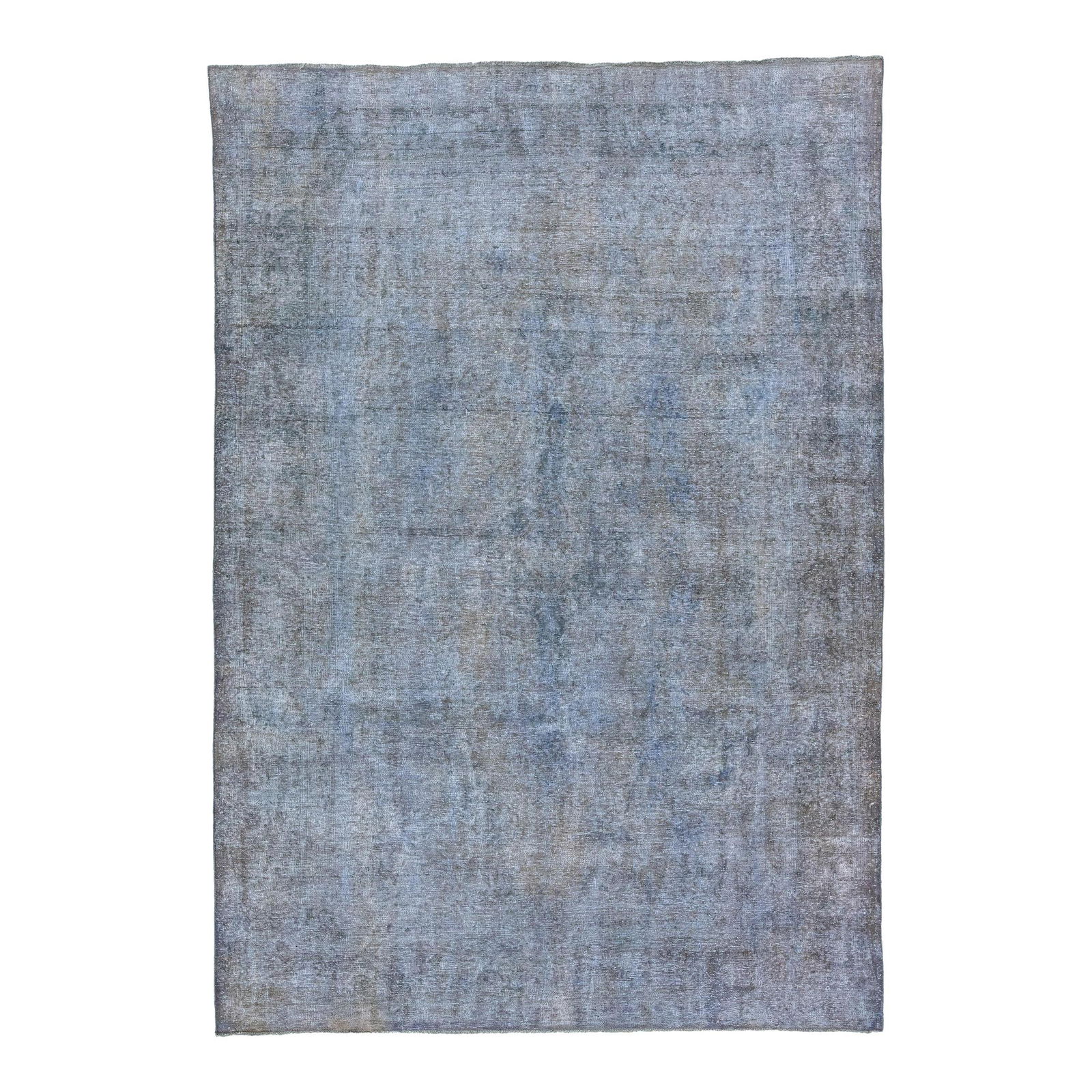 Vintage Persian Overdyed Handmade Wool Rug Blue Medallion Design 6'7 x 9'5: Vintage Persian Overdyed Handmade Wool Rug Blue Medallion Design 6'7 x 9'5 This exquisite Vintage Overdyed handmade wool rug features a stunning blue field adorned with gray accents in an intricate al
