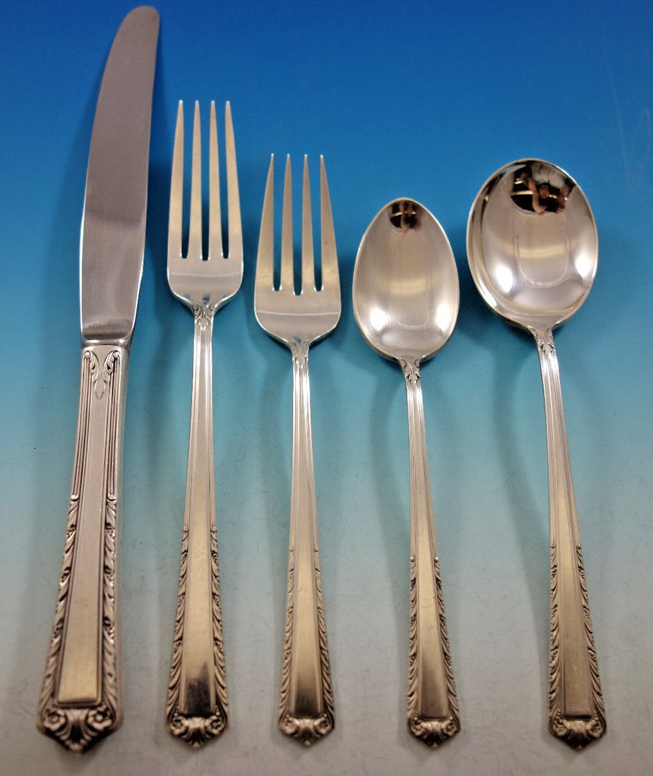 Elegant Processional Sterling Silver Flatware Set for 12 - 64 Pieces by International Silver: Elegant Processional Sterling Silver Flatware Set for 12 - 64 Pieces by International Silver Enhance your dining experience with the Processional by International Sterling Silver Flatware Set, designe