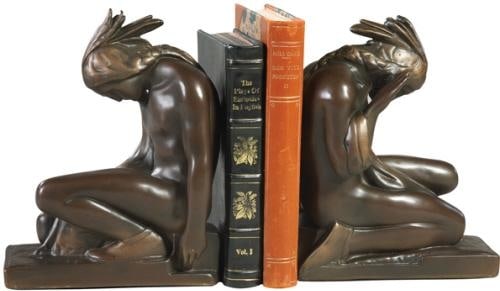 Hand-Cast Southwestern Style Bookends with Kneeling Indian Design (1 of 1)