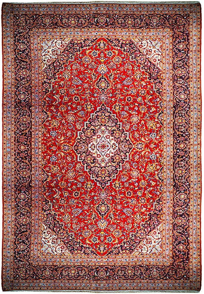 Handcrafted 9.9' x 14.4' Red Persian Kashan Rug: Handcrafted 9.9' x 14.4' Red Persian Kashan Rug Free continental US Shipping Enhance your living space with the exquisite 9.9 x 14.4 Classic Persian Kashan Rug, a stunning example of traditional Persi