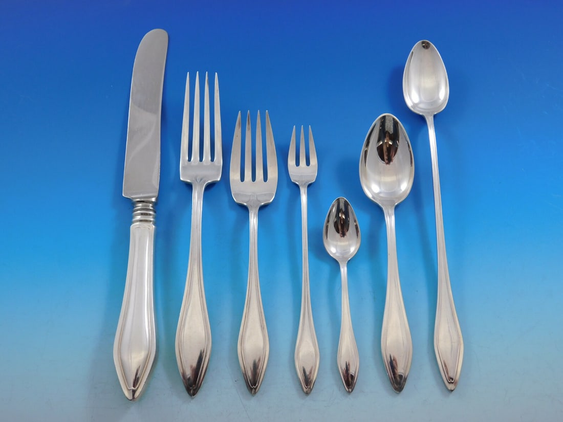 Towle Mary Chilton Sterling Silver Flatware Set 62 Pieces for 8 with Storage Chest: Towle Mary Chilton Sterling Silver Flatware Set 62 Pieces for 8 with Storage Chest Discover the exquisite Mary Chilton Sterling Silver Flatware Set by Towle, designed to serve 8, featuring a total of